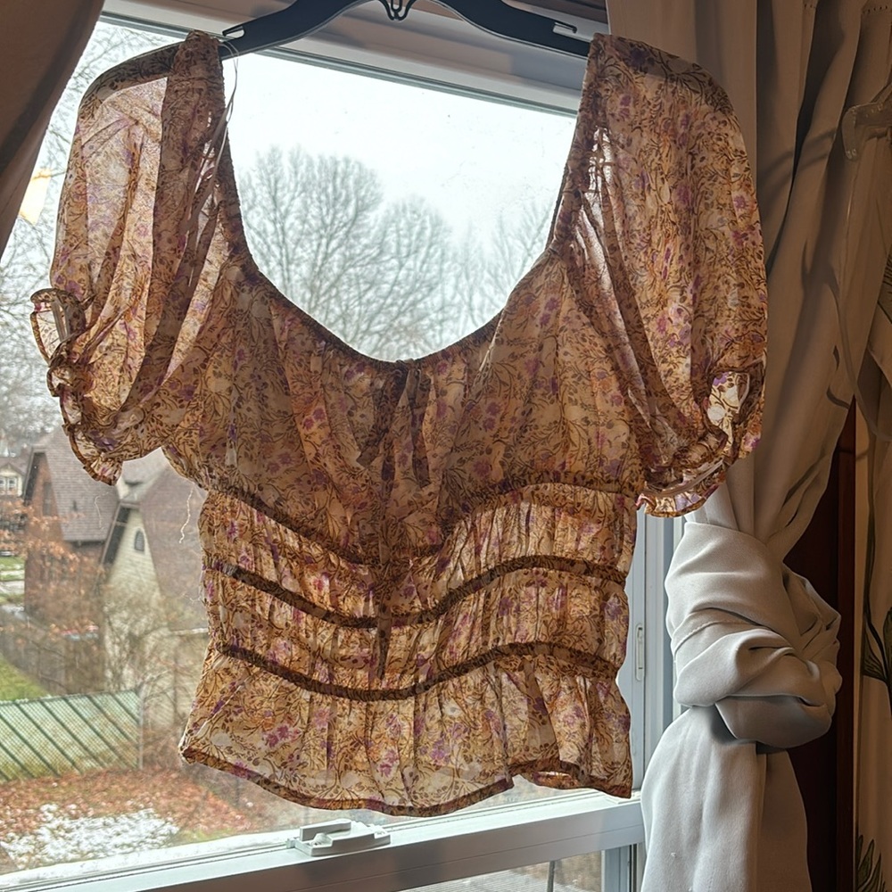yellow floral blouse